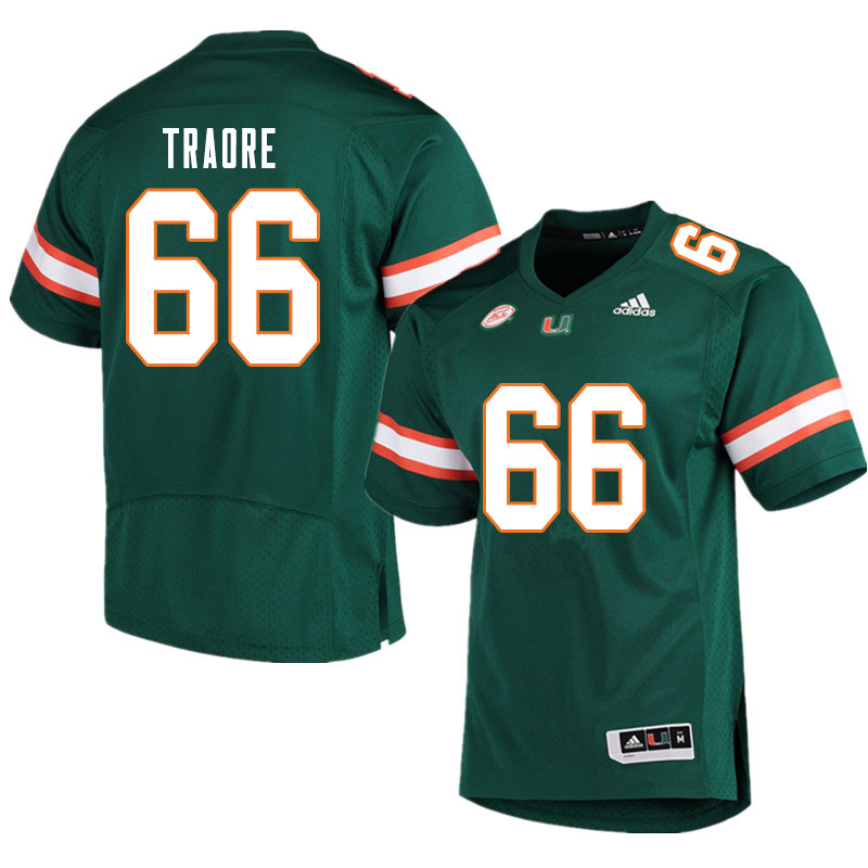 Men #66 Ousman Traore Miami Hurricanes College Football Jerseys Sale-Green